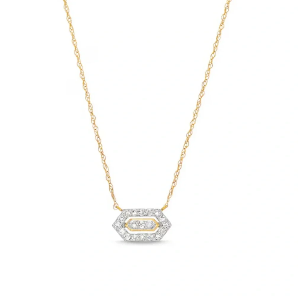 10K Gold Lab-Grown Diamond Elongated
Hexagon Necklace (Zales, NWT) - Picture 6 of 9